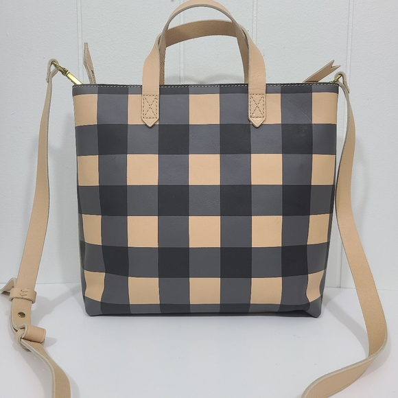 Madewell Zip Top Transport Crossbody Tote Bag Gingham Buffalo Check Plaid NWT - Picture 2 of 10